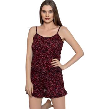 Image 1 of Дамска пижама с петнист десен в червено и черно