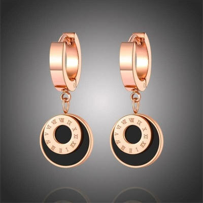 Victoria Filippi stainless steel ocelové náušnice Laetitia Black chirugická ocel římské číslice E-E21078-2/54 zlatá