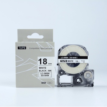 Compatible Epson LTS18KW, 18mm x 5m, черен печат / бял фон, съвместима лента (LTS18KW)