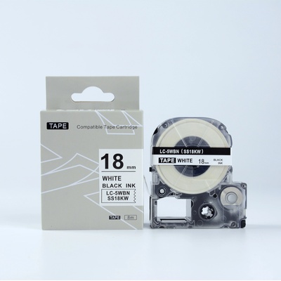 Compatible Epson LTS18KW, 18mm x 5m, черен печат / бял фон, съвместима лента (LTS18KW)