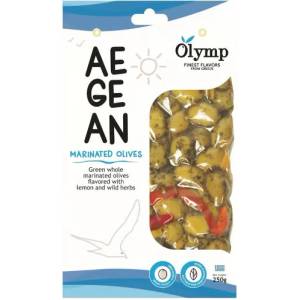Olymp Зелени маслини Olymp с костилки в марината с лимон и билки 250гр