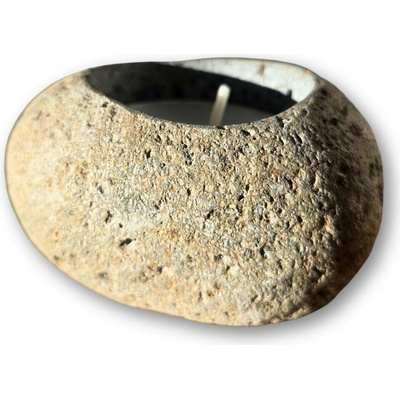 Svícen z přírodního kamene na čajovou svíčku na čajovou svíčku, rozměr cca 8 * 4 cm, původ Indonésie