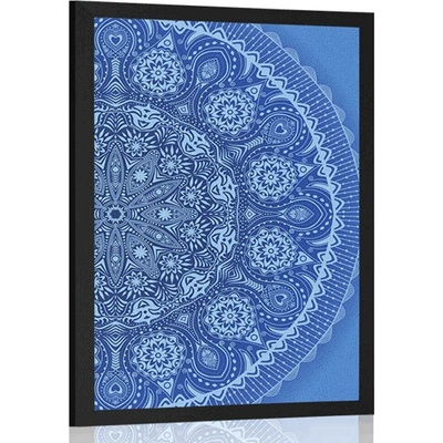 Plakát okrasná Mandala s krajkou v modré barvě - 40x60 black