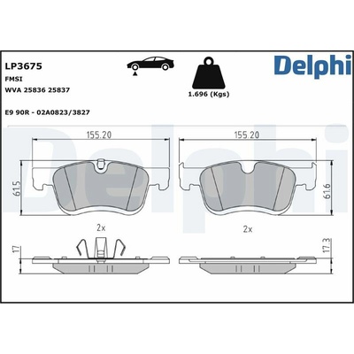 Sada brzdových platničiek, vždy 4 kusy v sade DELPHI LP3675