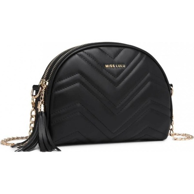 Miss Lulu dámská dvouzipová crossbody kabelka Winfred Černá