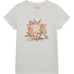 GUESS Тениска с къс ръкав за мини момиче с цветя и розово лого Guess