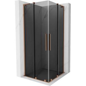 Mexen Velar L Duo плъзгаща се душ кабина 100 x 100 см, графит, четкана мед - 871-100-100-02-43-65 (871-100-100-02-43-65)