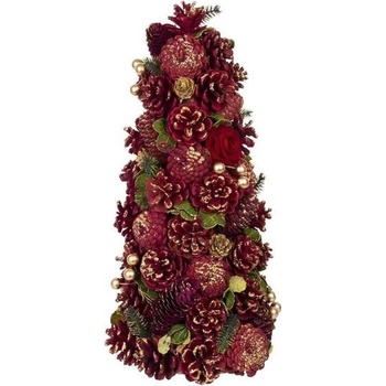 MagicHome 8090779 Vianoce Stromček ozdobený prírodný červeno-zlatý 40 cm
