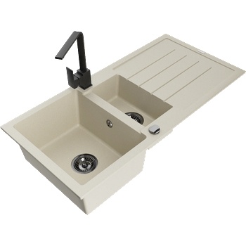 Mexen Andres кухненска мивка от гранит с 1, 5 камери с отцедник и кухненски смесител Rita, бежов - 6515-69-670300-70 (6515-69-670300-70)