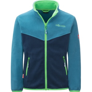 TROLLKIDS Детско поларено яке Trollkids Kids Oppdal Jacket XT Fleece jacket - Fresh Green / Mystic Blue / Dark Marine - размер 110 (EU) (703-2397-2214)