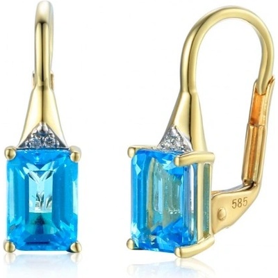 Gems, Klasické náušnice Clementine, kombinované zlato s brilianty a modrými topazy (blue topazy), 585-38-3-4541.2ZB0.0.00.HSI.603.08