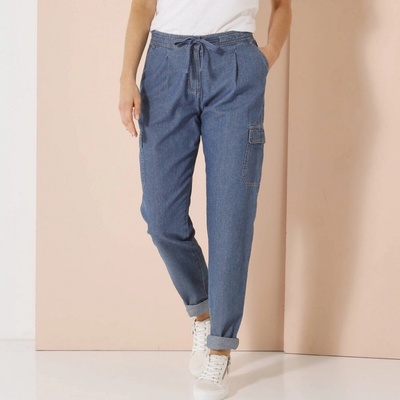 Denimové cargo nohavice modrá