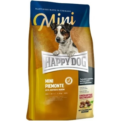 Happy Dog Mini Piemont - чувствителни и капризни кучета от мини породи с патешко, морска риба, кестени, 10 кг, Германия - 60443