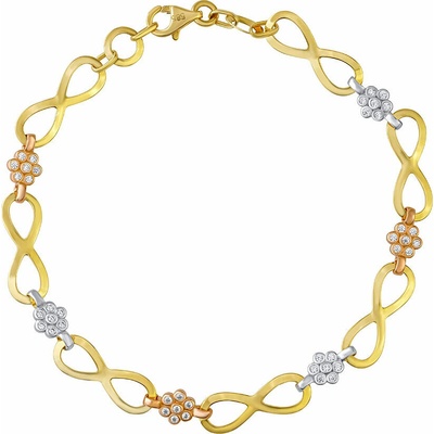 Silvego Zlatý náramok Alivea zo žltého, bieleho, ružového zlata a Brilliance Zirconia 5,8 mm FNN1834BGYWR