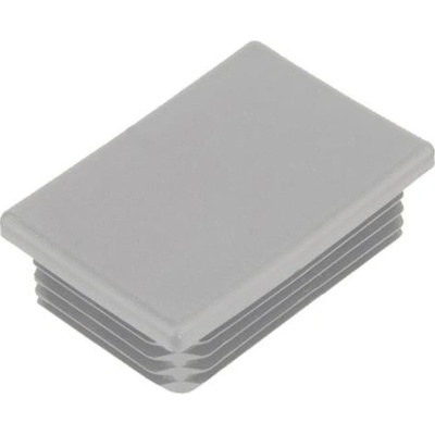 KP Žebrovaná obdélníková plastová zátka - plochá 60x40 mm šedá leštěná, na hranoly, jekly, sloupky a trubky
