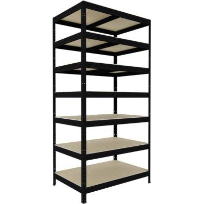 Biedrax Regál do technické místnosti 45 x 75 x 210 cm, černý, 7 polic OSB 10 mm, nosnost 200 kg na polici