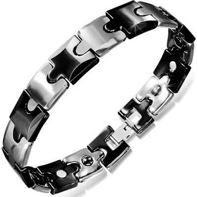 Šperky eshop Tungstenový černé a stříbrné puzzle části AB12.07