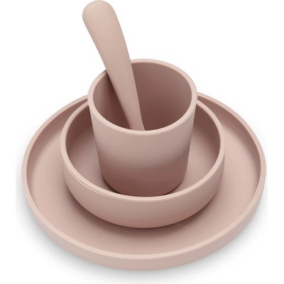 JOLLEIN Jedálenská sada silikón Pale Pink 4 dielna