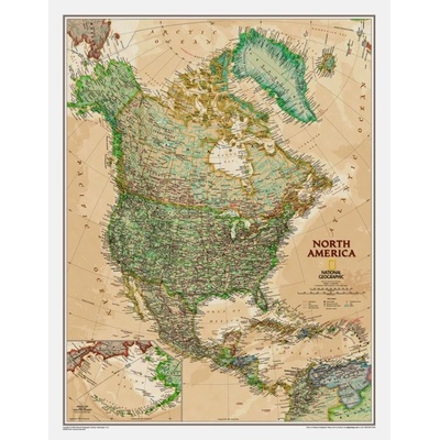 Severní Amerika National Geographic Executive - nástěnná mapa 60 x 80 cm, lamino + lišty