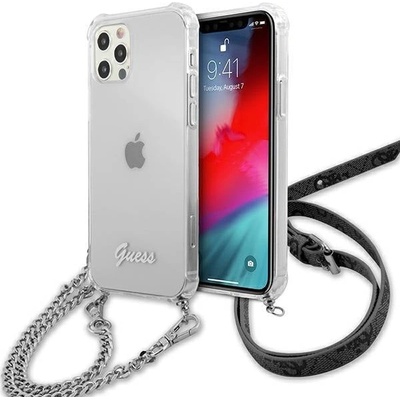 GUESS Калъф Guess 4G Chain за Apple iPhone 12 Pro Max, Cu Snur Silver, Transparent (GUE001315)