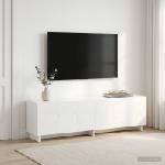 vidaXL ТВ стойка 140 x 34, 5 x 40 см Бял гланц Инженерна дървесина (8011580)