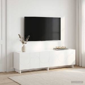 vidaXL ТВ стойка 140 x 34, 5 x 40 см Бял гланц Инженерна дървесина (8011580)