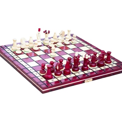 Dřevěné šachy Timbela červené – Zboží Mobilmania