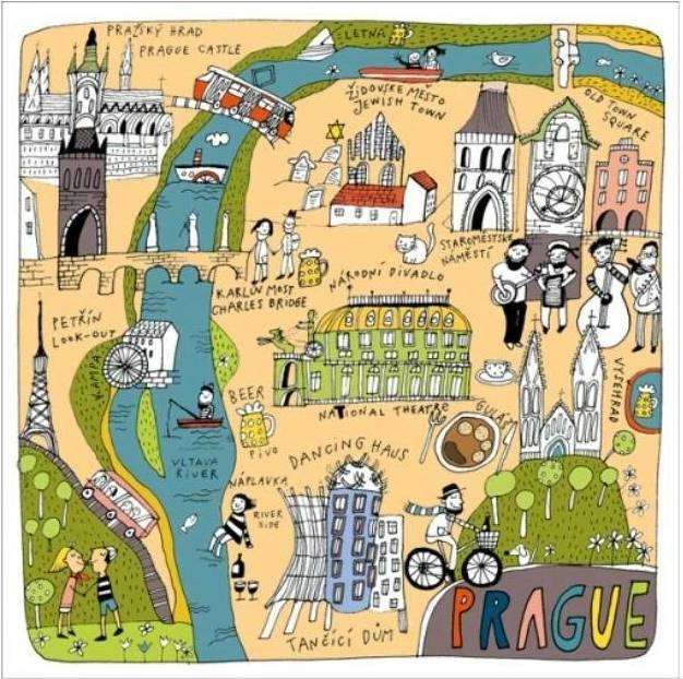 Pohlednice - Mapa Prahy