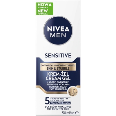 Nivea Sensitive Skin & Stubble Cream Gel krémový gel na citlivou pleť a strniště 50 ml