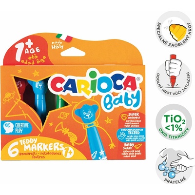 Dětské fixy Carioca Baby Teddy, 6 barev