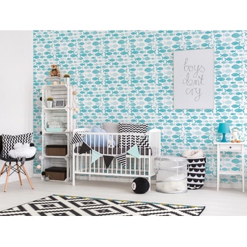 DIMEX ART s. r. o Луксозна флизелинова тапета тюркоазена рибка