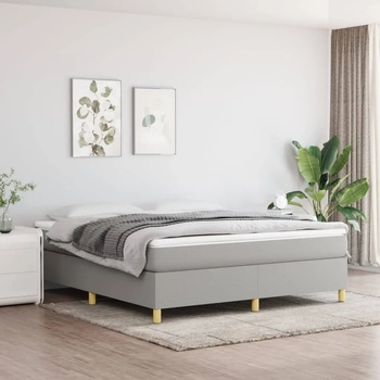 vidaXL Боксспринг легло с матрак, светлосиво, 160x200 см, плат (3144530)