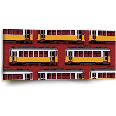 Sablio Obraz Lisabonské historické tramvaje Červený Pattern - 110x50 cm