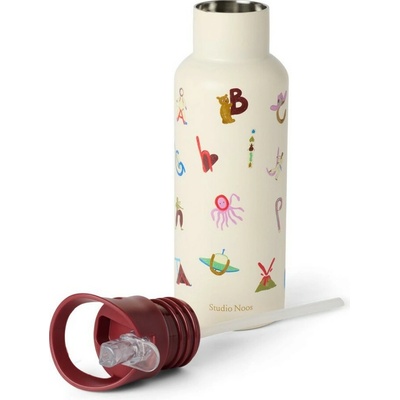 Studio Noos Nerezová láhev na nápoj medium 500 ml Abeceda
