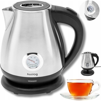 huslå Retro електрическа кана с термометър, сребриста (AK-02034H)