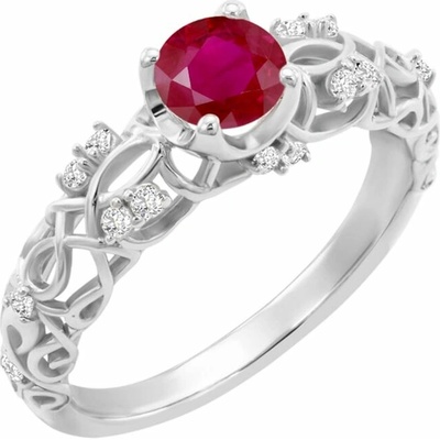 Eppi Vintage zásnubný prsteň s rubínom a diamantmi Chantal R42891