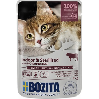 Bozita 12x85g Bozita Morsels in Jelly Indoor & Sterilised Beef мокра храна за котки