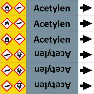 Grafiko | Acetylen - dle ISO 20560 - Materiál fólie s ochrannou laminací, Rozměr aršík 6 ks 52x280 mm
