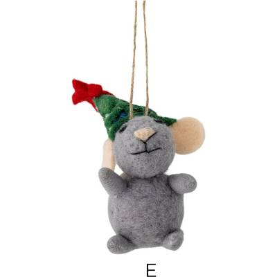 Bloomingville Plstěná vánoční ozdoba Peo Mouse Green Wool E, zelená barva, textil