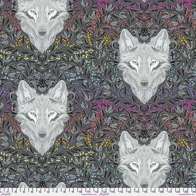 Minky látka vlk šedá | Tula Pink – Graywork – Wolf Carbon