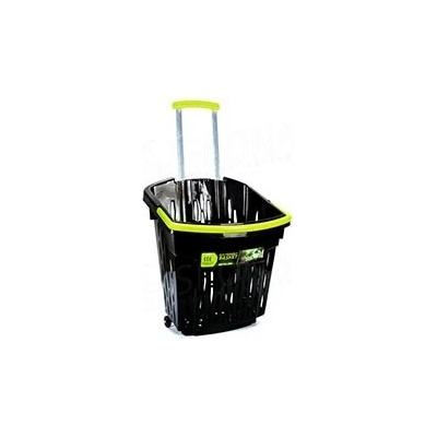 Košík nákupný na kolieskach ECO, čierny plast