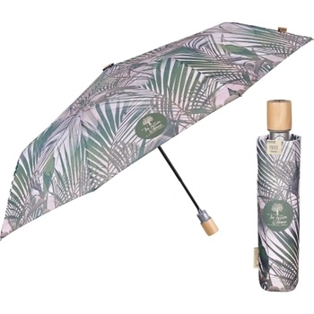 Дамски автоматичен чадър Perletti Green 19158, Бежов/Зелени листа