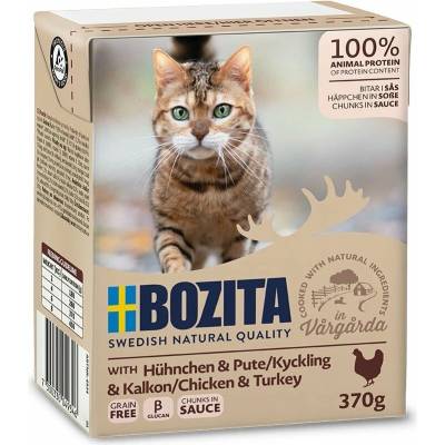 Bozita Cat kúsky v omáčke s kuracím a morčacím tetrapak 370 g