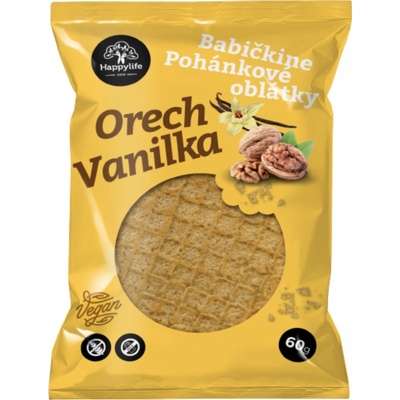 Happy Life Babičkine pohánkové oblátky Orech a vanilka 60 g