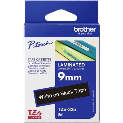 etikety Brother TZe, TZ TZe-325 PET Farba pásky: čierna Farba písma:biela 9 mm 8 m