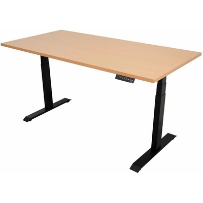 ZLKL Polohovací stôl dvojmotorový 160 x 80 cm čierny / buk P00044-7
