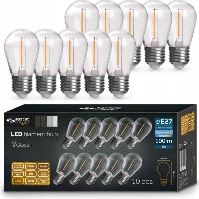 Lumiled Sada 10x LED žárovka LED FILAMENT DO GIRLANDY E27 ST14 1W = 10W 2700K 100lm Teplá bílá