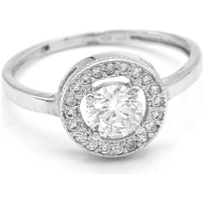 B&B Goldinvestic Zlatý prsten se zirkony kulatý bílé zlato N3328