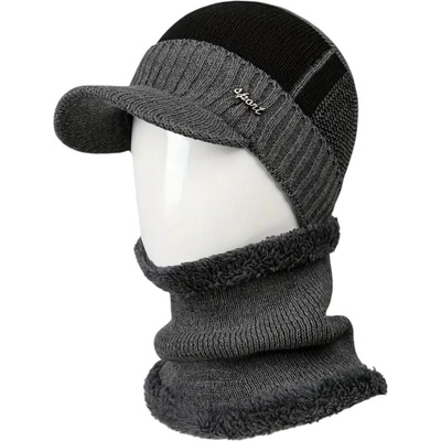 HARAHU Зимна шапка с козирка и яка - Сива kp37370 (37370)