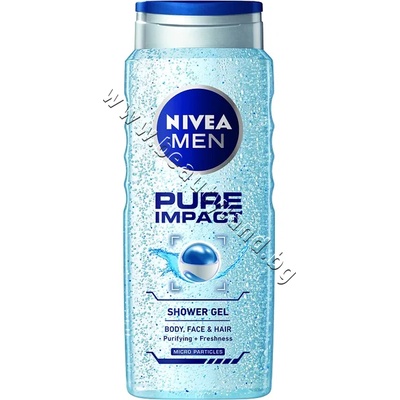 Nivea Душ гел Nivea Men Pure Impact Shower Gel, 500 ml, p/n NI-80893 - Душ гел за мъже за лице, коса и тяло с ексфолиращи частици (NI-80893)